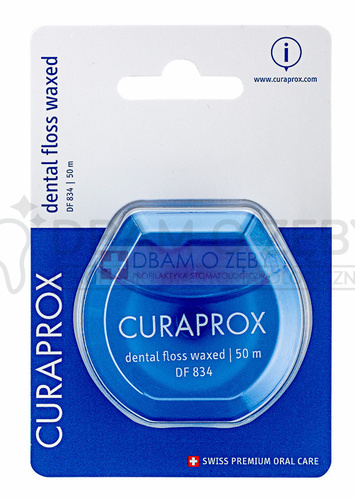 Cienka, mocna i woskowana nić dentystyczna Curaprox DF 834